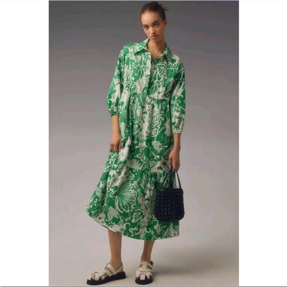 Maeve Anthropologie The Bettina
Tiered Midi Shirt Dress